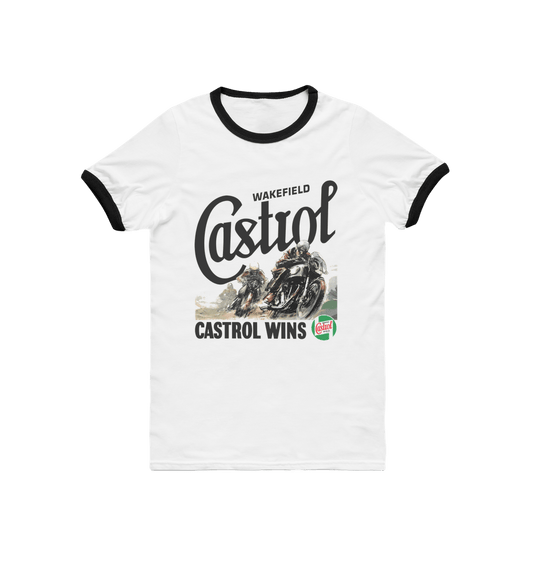 White/Black Castrol Wins Ringer T-shirt