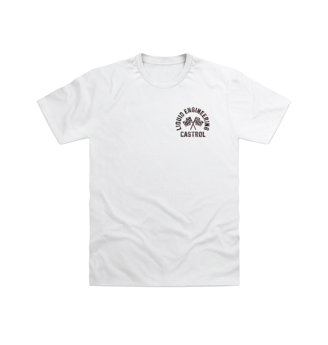 White Castrol Mono Pocket Print White T-Shirt