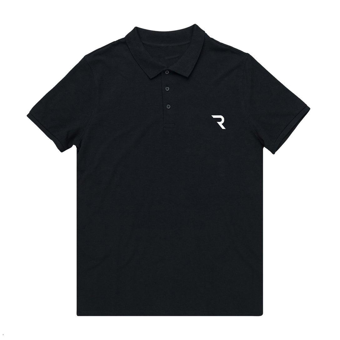 Embroidered The Race Logo Black Polo Shirt